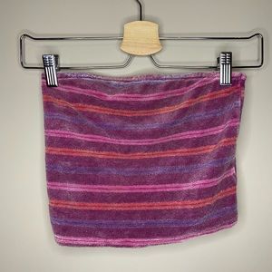 Urban Outfitters Terrycloth Pink and purple glitter stripe tube top